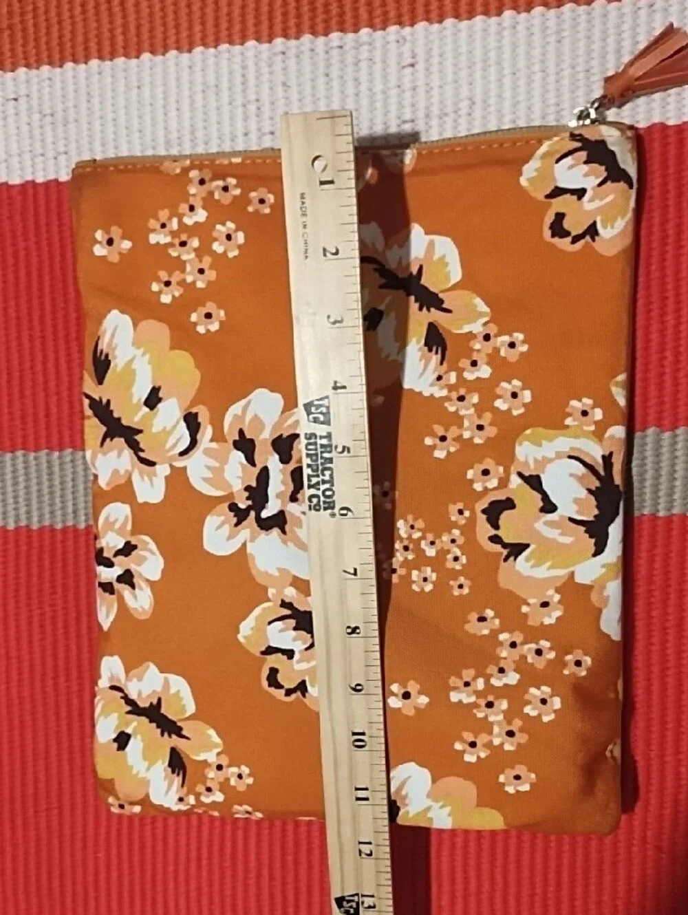 Rachel Pally Orange Floral Zip Pouch VGC.